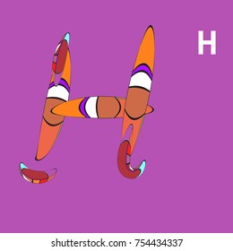 Vector Typography letter H with Curvy Style
