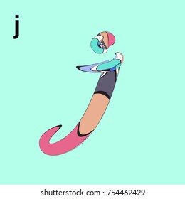 Vector Typography letter J with Curvy Style