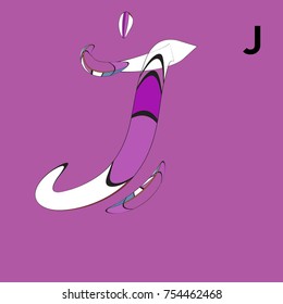 Vector Typography letter J with Curvy Style