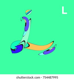 Vector Typography letter L with Cartoon Curvy Style