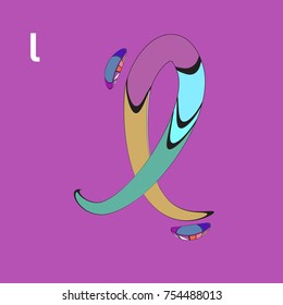 Vector Typography letter L with Cartoon Curvy Style