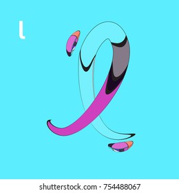 Vector Typography letter L with Cartoon Curvy Style