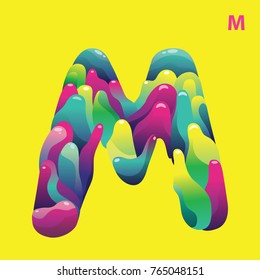Vector Typography letter M with Curvy Style