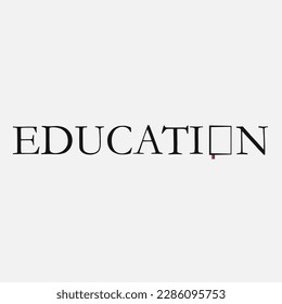 vector typography logo with educational text o replaced by a book with a modern, simple and futuristic theme