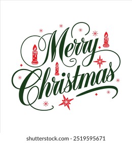 Tipografía de Vector Diseño de Navidades alegres con adornos de Navidades