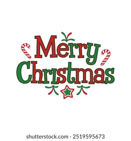 Vector typography  Merry Christmas design with Christmas ornaments