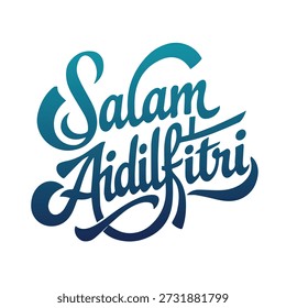 Vector typography of “Salam Aidilfitri” in modern hand-lettered calligraphy style. Elegant Islamic festive greeting design with bold sharp strokes, suitable for Eid celebration, greeting cards, posters, banners, social media, branding, and print. Isolated on white background.