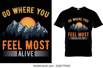 Vektor Typografie Berg-T-Shirt Design für Camping und Abenteuer...