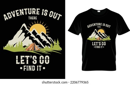 Vector typography mountain t-shirt design for camping and adventure...