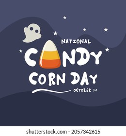 Vector typography, national candy corn day, as a banner, poster or happy halloween template.