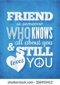 Vector typography paper design with quote about friendship