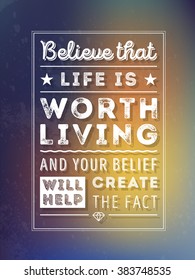 Vector Typography Poster with Motivational Quote On Blurred Background
