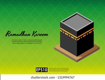 Vector Typography Ramadan Kareem Greeting Card. Ramadan Mubarak. Month of fasting for Muslims.