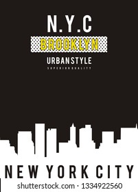 vector typography with skyline city for print t shirt men 