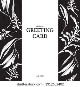 Vector typography slogan with black white flowers background