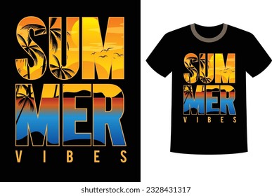 A Vector Typography T shirt Design With A Quote "SUMMER Vibes".