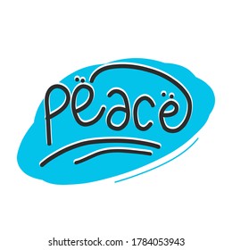 vector typography text about peace concept. simple doodle text