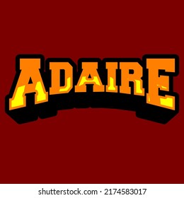 vector typography that says "adaire" in orange