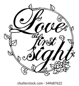 vector typography vintage design wording for Valentine day. love at sight. 