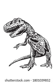 Vector tyrannosaurus isolated on white background, illustration for printing and tattoo