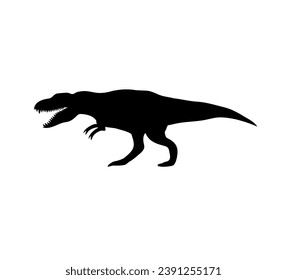 Vector tyrannosaurus rex dinosaur silhouette isolated on white background