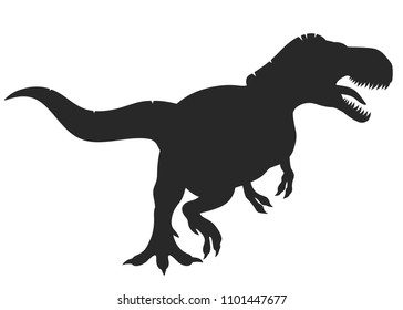Vector tyrannosaurus rex silhouette, t-rex dinosaur isolated on white background.