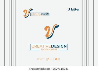 vector U Letter minimalist creative business company Logo Design Free Icon 