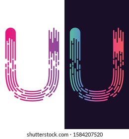 vector U line and dot logo template. speed logo alphabet. technology and digital logo idea for brand or business. U logo design