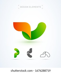 Vector U and P letter in origami style. Fluent modern logo design template. Application icon