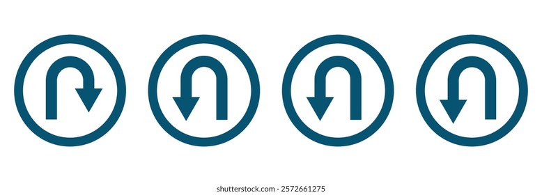 Vector U turn arrow. Go back return arrow icon.