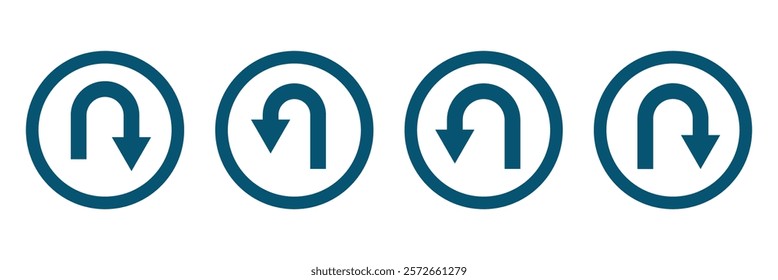 Vector U turn arrow. Go back return arrow icon.