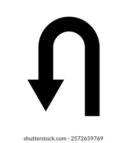 Vector U turn arrow line icon in black style.