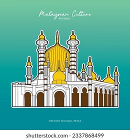 Vector of Ubudiah Mosque in Kuala Kangsar, Perak, Malaysia