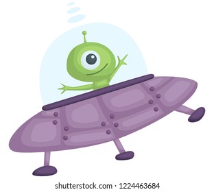a vector of an UFO with alien inside