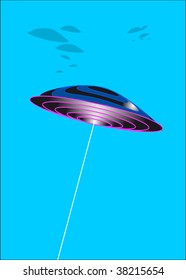 vector UFO on a blue sky
