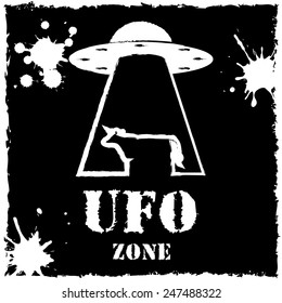 Vector ufo zone cow logo on black background