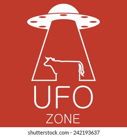 Vector ufo zone logo on red background