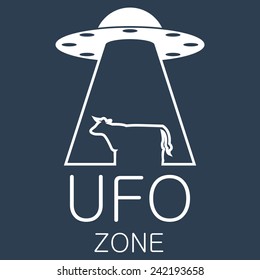 Vector ufo zone logo on blue background