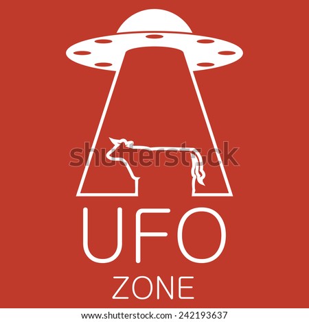 Vector ufo zone logo on red background
