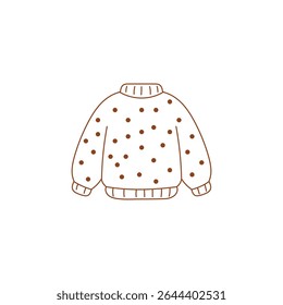 Camisola feia vetor com pontos desenhados à mão. Simples Xmas ícone de jumper para férias de inverno ou design de festa