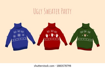 Vector ugly sweaters set for Christmas party