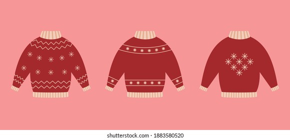 Vector ugly sweaters set for Christmas party