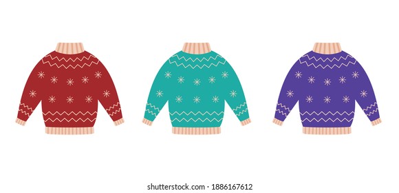 Vector ugly sweaters set for Christmas party