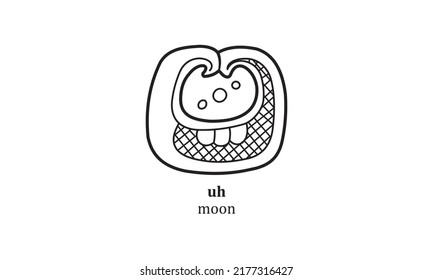 vector uh (moon) mayan symbol hieroglyphic illustration icon