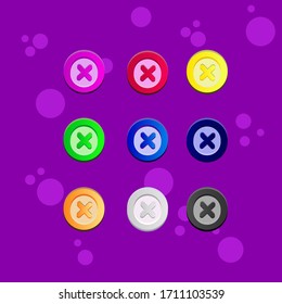 Vector UI Assets Set Of Exit X Buttons Graphical User Interface For Creating 2D Video Games