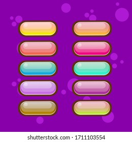 Vector UI Assets Set Of Game Buttons Graphical User Interface For Creating 2D Video Games