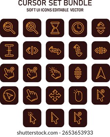 Vector UI Cursor Set with Smooth Design Elements and Varied Shapes for Modern Interfaces
