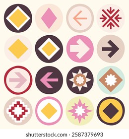 Vector UI Icons Pack – Circular Web icon, Navigation Arrows, and Drop-Down Menu Icons,  functional icons
