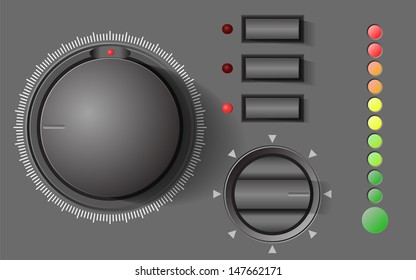Vector UI Kit Elements, Amplifier knob and buttons