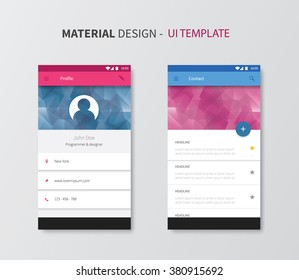 vector ui layout for mobile, smartphone app in new design system / material design user interface background